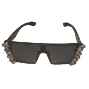 Pre-owned Women Rhinestone Flat Top Black Sunglasses (Volume09.com, Tiffany)